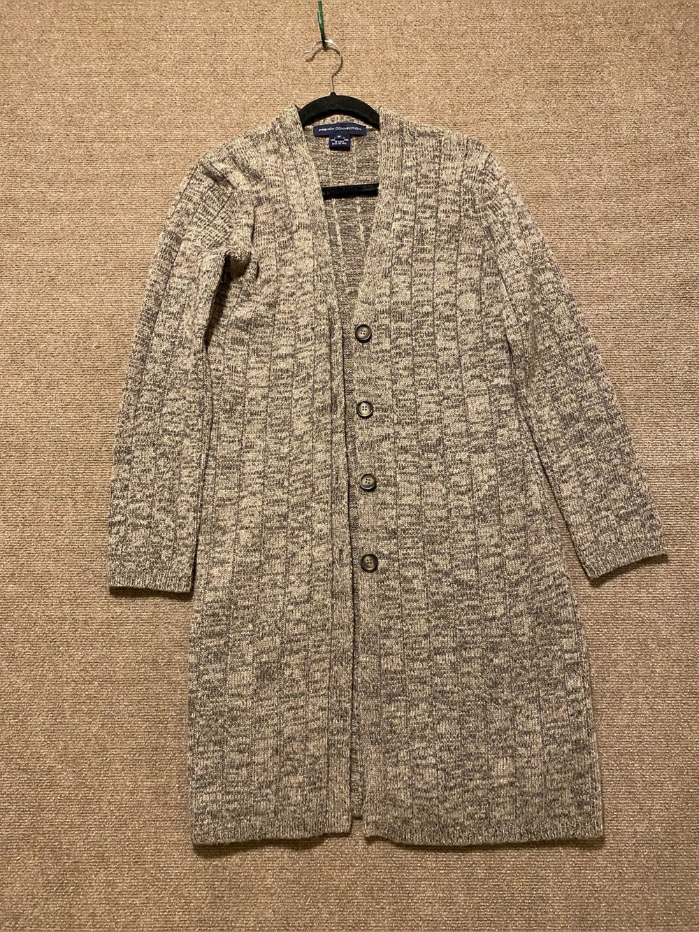 French Connection 100% Wool Longline Ribbed Duster Cardigan Size M
